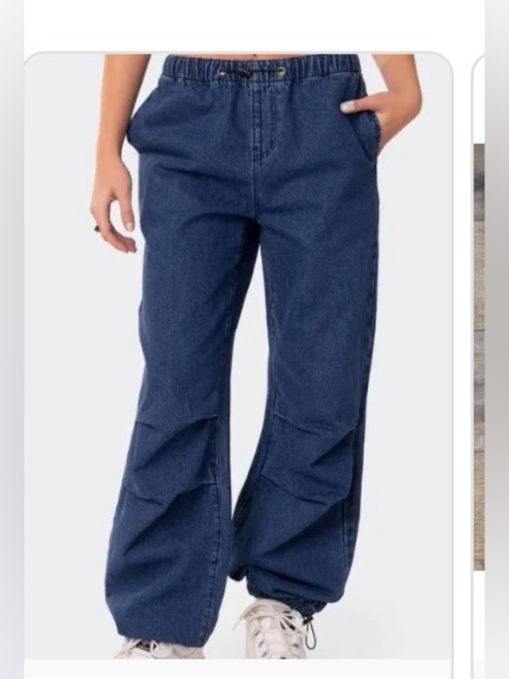 Edikted Blue Denim Drawstring Pants